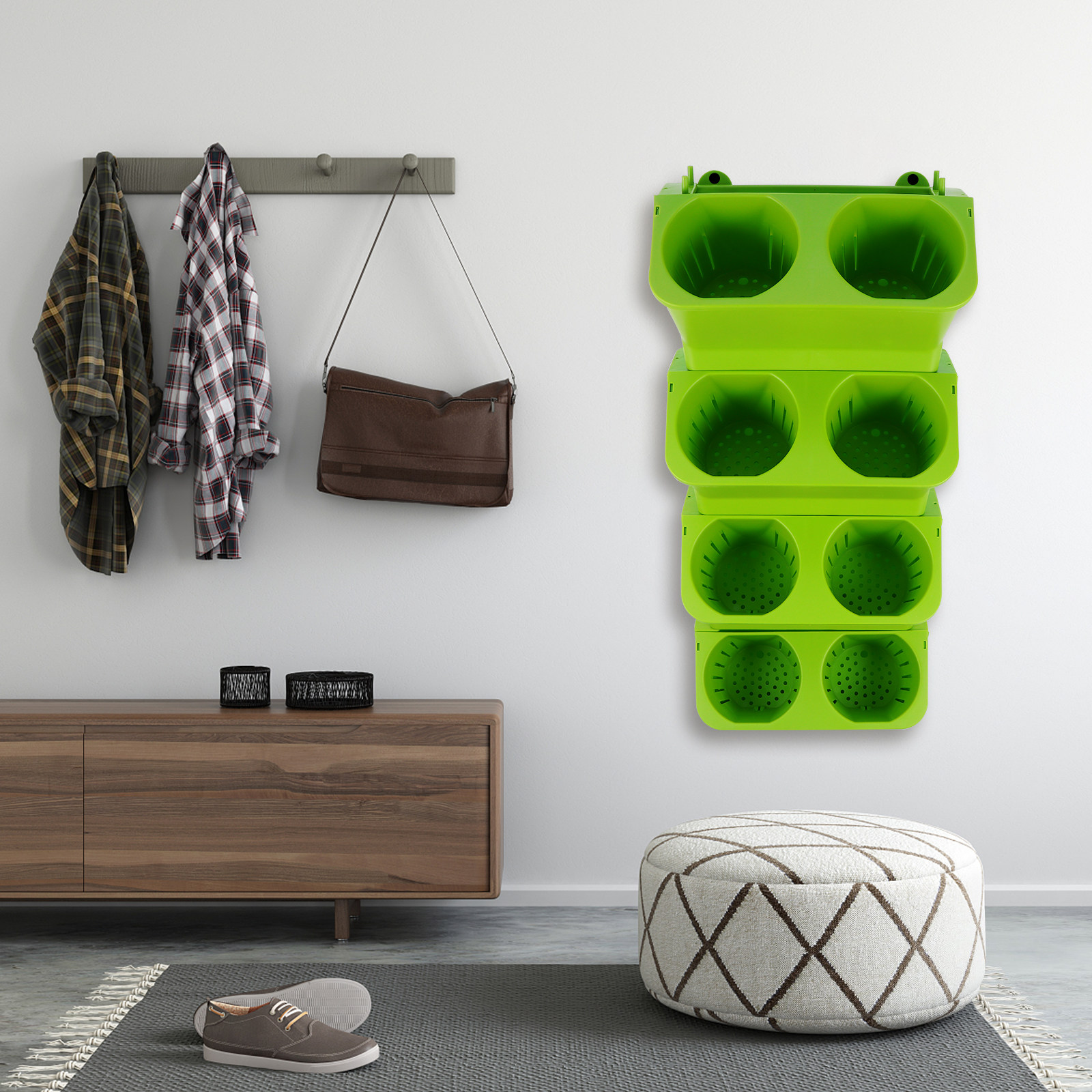 Vertical Wall Planter - 4-teiliges vertikales Wandpflanzgefäß-Set, selbstbewässernd, 2-Fach-Design für