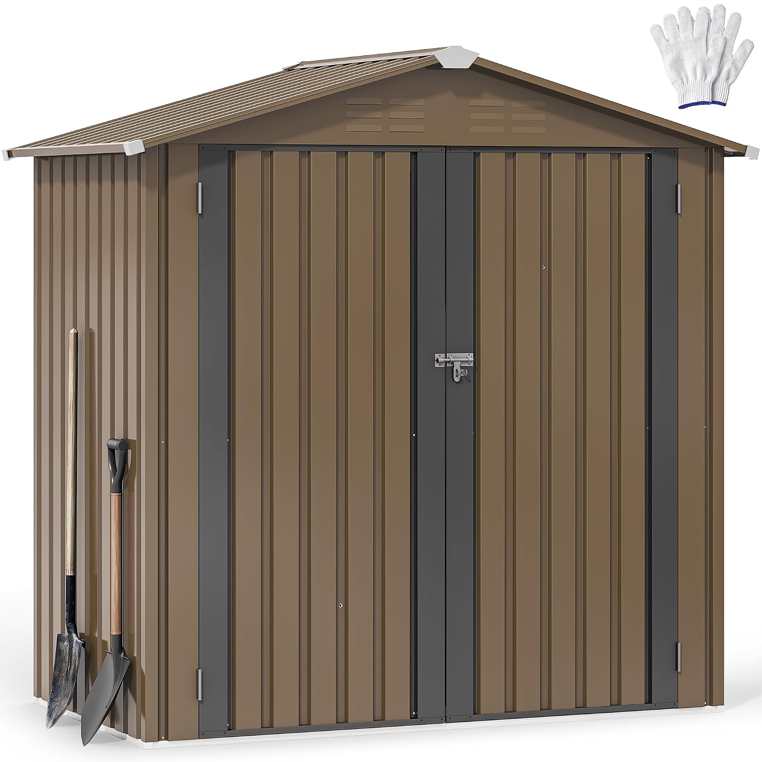 Gardening Tools - 6x4ft Metall-Gartenhaus, wasserdichter Geräteschuppen, robuste Aufbewahrungseinheit