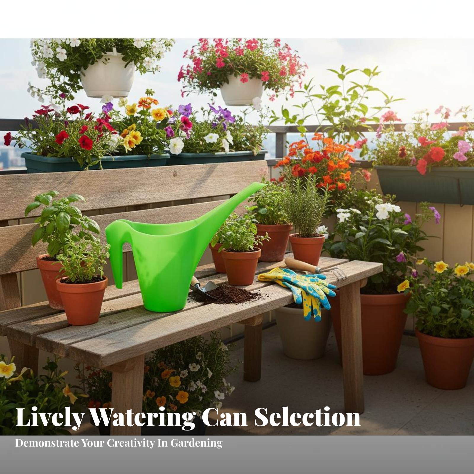 Watering Can Long Spout - Kunststoff-Gießkanne mit Sprinklerkopf, auslaufsicher, Gießkanne mit