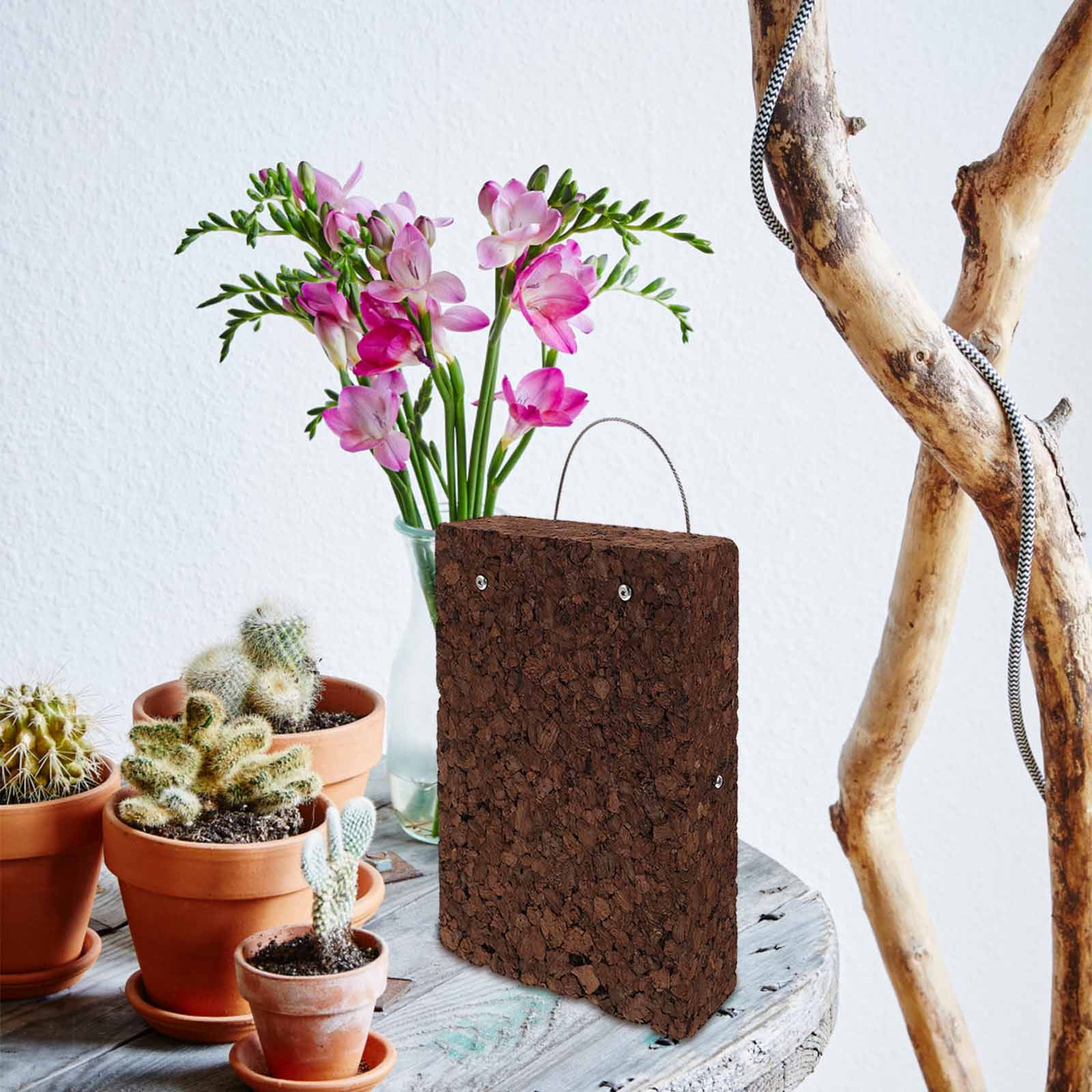 Vertical Wall Planter - Rustikale Farn-Montageplatte aus Karbonisiertem Kork, Verdickter