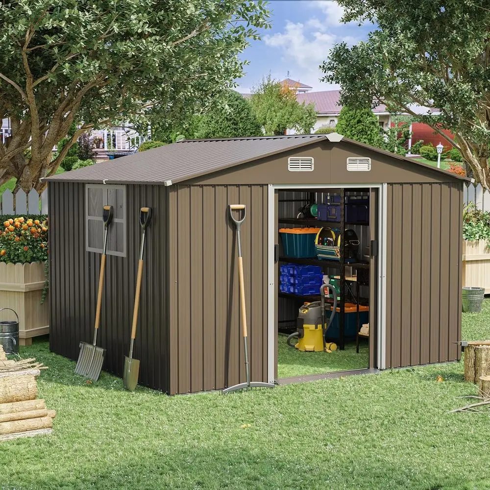 Gardening Tools - 10T x 8T Outdoor-Metall-Geräteschuppen mit abschließbarer